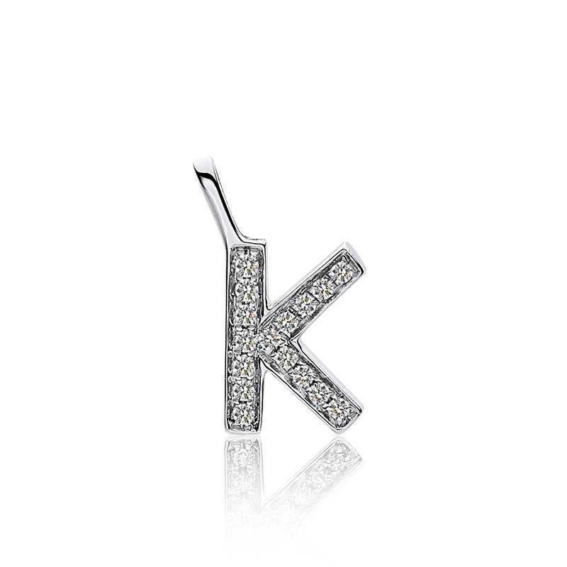 Alphabet K Pavé Diamond Pendant in 9k White Gold – Lazo Diamond