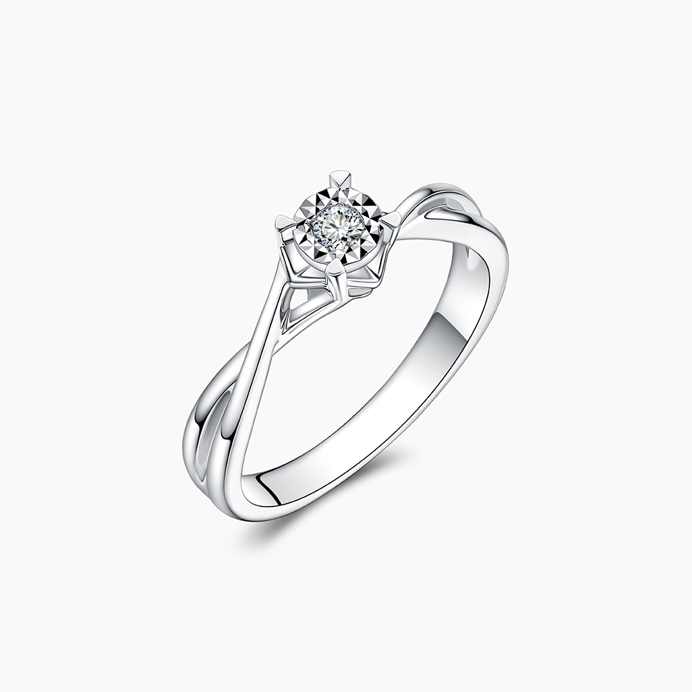 The Miracle Twist Solitaire Diamond Ring in 9k White Gold – Lazo Diamond