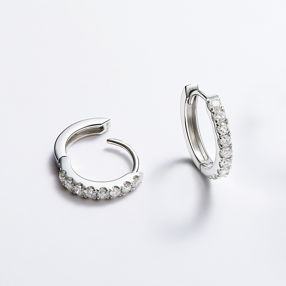 Pavé Diamond Hoop Earrings in 9k White Gold – Lazo Diamond