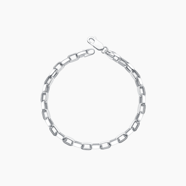Thick Chain Link Bracelet in 9k White Gold – Lazo Diamond