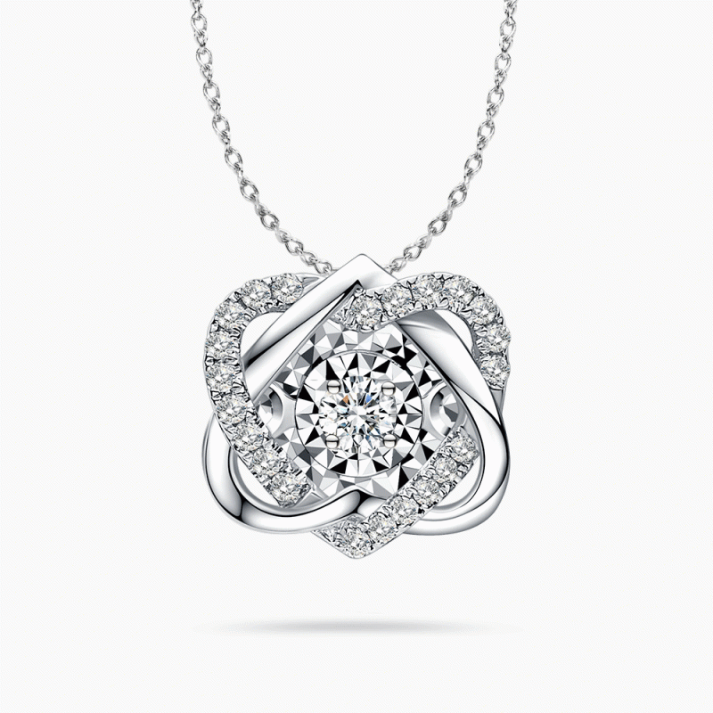 Diamond Knot Necklace Sterling Silver 18
