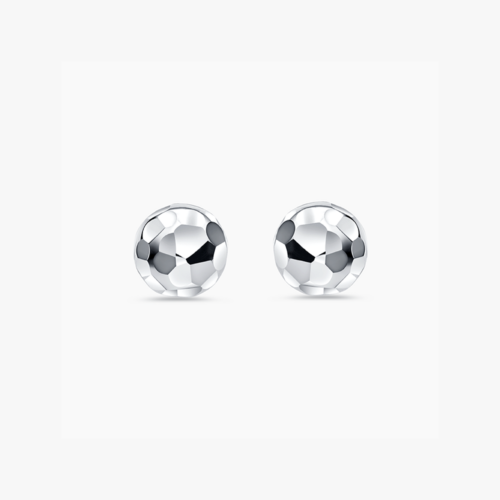 Hammered Small Ball Stud Earrings in 9k White Gold