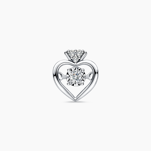 Love BB Ring Dancing Diamond Pendant in 9k White Gold