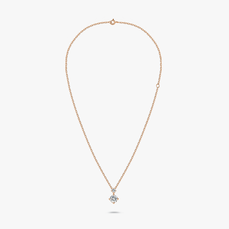 Duo Drop Solitaire Diamond Necklace in 18k Rose Gold – Lazo Diamond