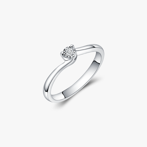 Three-Prong Mircacle Diamond Ring in 9k White Gold