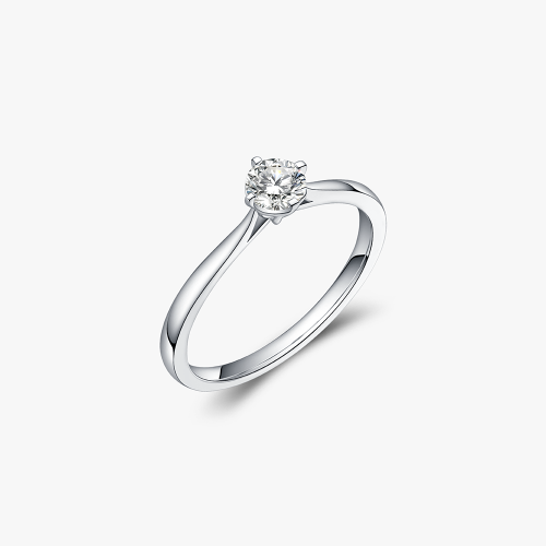 Love Knot Solitaire Diamond Ring in 18k White Gold