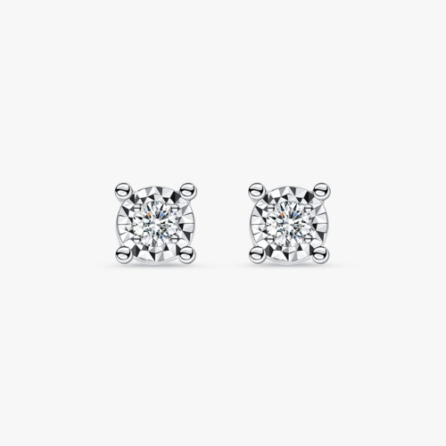 Four Prongs Miracle Diamond Earrings in 9k White Gold