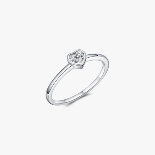 Simplistic Heart Diamond Ring in 9k White Gold