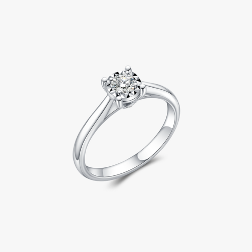Four Prongs Miracle Diamond Ring in 9k White Gold