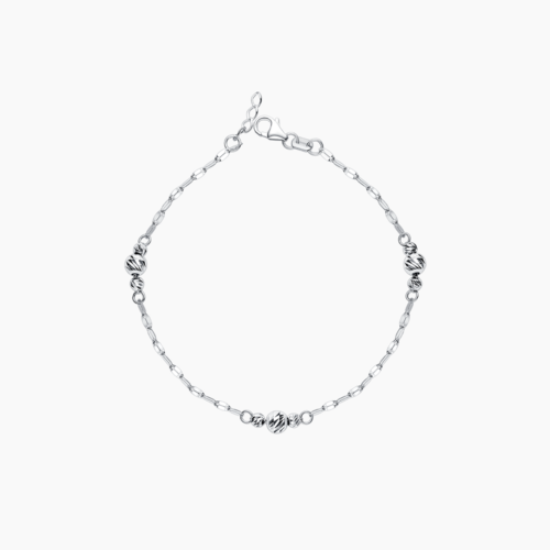 Diamond-cut Beads Twisted Serpentine Chain Bracelet in 9k White Gold or Yellow Gold