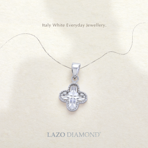 Bring Me Shine & Luck Clover Everyday Pendant in 9k White Gold