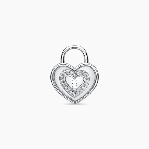 Unbreakable Love Clover Heart Lock Diamond Pendant in 9k White Gold