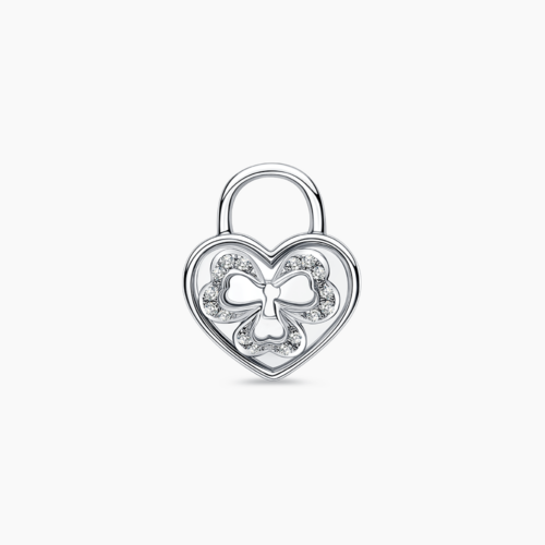 Unbreakable Love Clover Lock Diamond Pendant in 9k White Gold